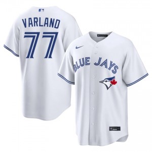 White Louis Varland #77 TOR Blue Jays Baseball Stitched Jersey | Original Men Fit 42476788