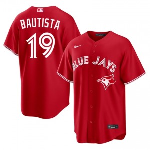 #19 Jose Bautista Officially Licensed Men Baseball Jersey | TOR Blue Jays Red Fan Gear 33314513