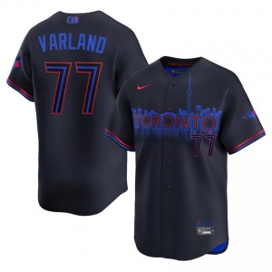 TOR Louis Varland #77 Navy Men City Connect Jersey | Stitch Replica Baseball Uniform 74518754