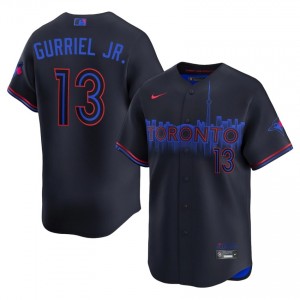 Toronto Blue Jays Lourdes Gurriel Jr. #13 Navy Men City Connect Jersey | Stitch Replica Baseball Uniform 58733721