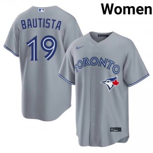 Jose Bautista #19 TOR Baseball Jersey | Official Women Gray Embroidery Edition 33837353