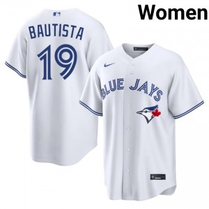 White Jose Bautista #19 TOR Blue Jays Baseball Stitched Jersey | MLB Women Fit 38141985