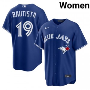 Women Jose Bautista #19 Royal Stitched Jersey | Toronto Blue Jays Pro-Grade Baseball Gear 68480744