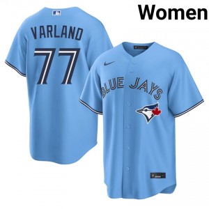 Exclusive Louis Varland #77 Blue Baseball Embroidery Jersey | Toronto Blue Jays Women Collection Edition 95080868