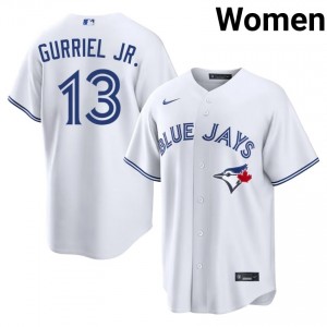 White Lourdes Gurriel Jr. #13 TOR Blue Jays Baseball Stitched Jersey | MLB Women Fit 63430553