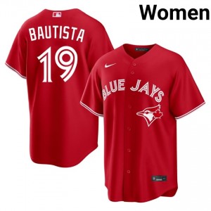 #19 Jose Bautista Gameday Women Baseball Jersey | Blue Jays Red Fan Gear 30218614