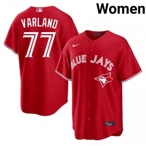 #77 Louis Varland Gameday Women Baseball Jersey | Jays Red Fan Gear 65418189