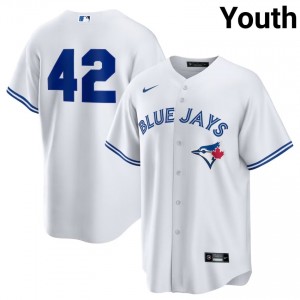 #42 Jackie Robinson Day Officially Licensed Youth Baseball Jersey | TOR Blue Jays White Fan Gear 95840885