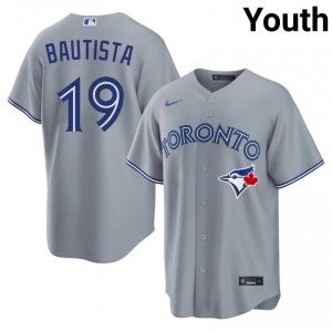 Jose Bautista #19 TOR Blue Jays Baseball Jersey | Classic Youth Gray Embroidery Edition 78797185