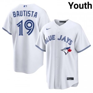 White Jose Bautista #19 Blue Jays Baseball Stitched Jersey | Durable Youth Fit 77931583