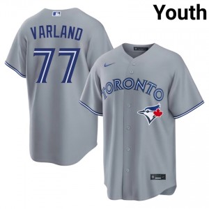Louis Varland #77 Blue Jays Baseball Jersey | Classic Youth Gray Embroidery Edition 50278383