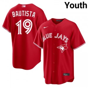 #19 Jose Bautista Genuine Youth Baseball Jersey | Jays Red Fan Gear 67806540