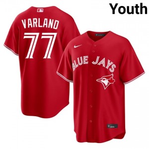 #77 Louis Varland Genuine Youth Baseball Jersey | Toronto Blue Jays Red Fan Gear 14672223