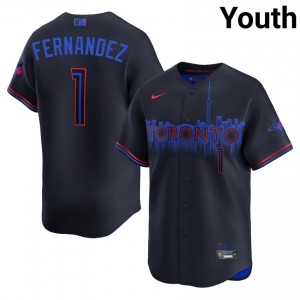 Toronto Blue Jays Tony Fernandez #1 Navy Youth City Connect Jersey | Stitch Licensed Baseball Uniform 21840919