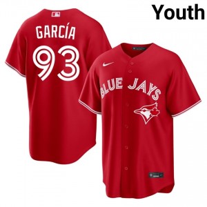 TOR Blue Jays Yimi Garcia #93 Red Youth Jersey | Stitch Licensed Baseball Uniform 92058076